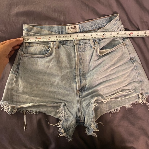 AGOLDE High Waisted Button-Up Jean Shorts Size: 28 - Picture 5 of 7
